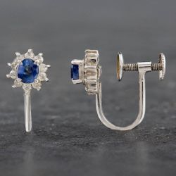 Second Hand Platinum Certificated Sapphire Oval Screw Fitting Stud Earrings 4317187