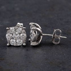 Second Hand 9ct White Gold 1.00ct Diamond Stud Earrings 4317359