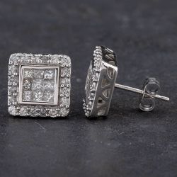 Second Hand 9ct White Gold 1.00ct Diamond Stud Earrings 4317362