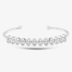 Second Hand 18ct White Gold Marquise & Brilliant Cut Diamond Halo Medium Torque Bangle 43211009