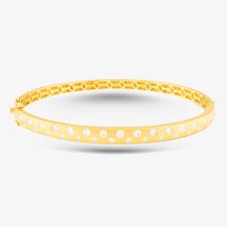 Second Hand 14ct Yellow Gold Brilliant Cut Diamond Frosted Finish 19cm Hinged Bangle 43211010