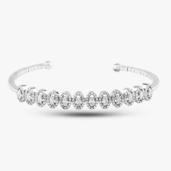 Second Hand 18ct White Gold 1.20ct Diamond Multi Cluster 15cm Torque Bangle 4321155120