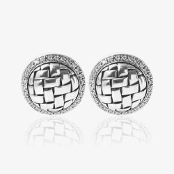 Second Hand Sterling Silver Diamond Set Plaited Stud Earrings 4325135