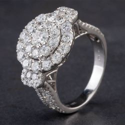 Second Hand 14ct White Gold Diamond Cluster Ring 4328012