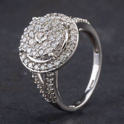 Second Hand 9ct White Gold Diamond Tiered Cluster Ring 4328019