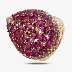 Second Hand 14ct Rose Gold 5.12ct Round Ruby & 0.62ct Diamond Pear Shape Ring 4328260