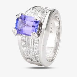 Second Hand Platinum Tanzanite and Diamond Ring 4328299