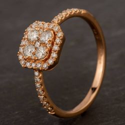 Second Hand 18ct Rose Gold Diamond Oblong Cluster Ring 4328447