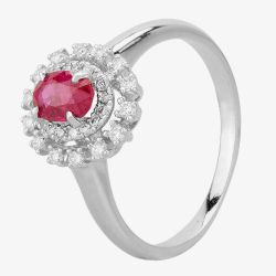 Second Hand 14ct White Gold 0.60ct Ruby & 0.25ct Diamond Ring 4335050