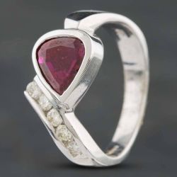 Second Hand 9ct White Gold Ruby & Diamond Dress Ring 43351000