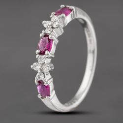 Second Hand Platinum Ruby & 0.13ct Brilliant Cut Diamond Half Eternity Ring 43351038