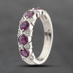 Second Hand Platinum 1.20ct Ruby & 0.26ct Diamond Half Eternity Ring 43351044