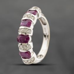 Second Hand 18ct White Gold 1.80ct Ruby & 0.27ct Diamond Half Eternity Ring 43351045