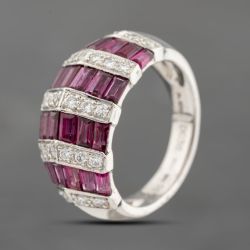 Second Hand Platinum 2.65ct Ruby & 0.36ct Diamond Multi Row Dress Ring 43351057