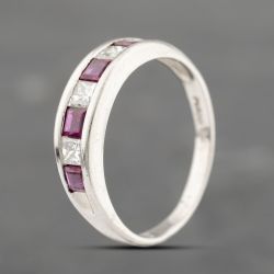 Second Hand Platinum 0.73ct Ruby & 0.43ct Diamond Half Eternity Ring 43351061