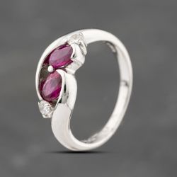 Second Hand Platinum 1.01ct Ruby & 0.13ct Diamond Cross Over Dress Ring 43351063