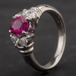 Second Hand Platinum 1.03ct Ruby & 0.33ct Diamond Five Stone Ring 4335110