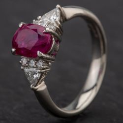 Second Hand Platinum Nine Stone 2.11ct Ruby & 0.36ct Diamond Ring 4335111