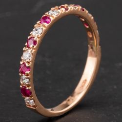 Second Hand 14ct Rose Gold 0.36ct Ruby & Brilliant Cut 0.24ct Diamond Half Eternity Ring 4335169