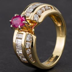 Second Hand 14ct Yellow Gold Ruby and Diamond Dress Ring 4335184