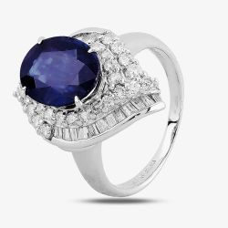 Second Hand Platinum 3.60ct Sapphire & 1.00ct Diamond Cluster Ring 4336009
