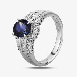 Second Hand Platinum 1.40ct Sapphire & 0.45ct Diamond Cluster Ring 4336048