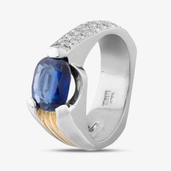 Second Hand Platinum Oval Cut Sapphire & Brilliant Cut Diamond Dress Ring 43361030