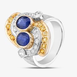 Second Hand Two Colour Gold 2.32ct Sapphire & 1.07ct Diamond Two Stone Fancy Ring 43361131