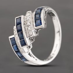 Second Hand Platinum 1.52ct Sapphire & 0.13ct Diamond Five Row Dress Ring 43361151