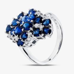 Second Hand Platinum 3.99ct Sapphire & 0.40ct Brilliant Cut Diamond Multi Cluster Ring 43361204