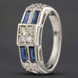 Second Hand Platinum 0.63ct Sapphire & 0.34ct Brilliant Cut Diamond Dress Ring 433615770