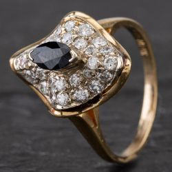 Second Hand 9ct Yellow Gold Diamond and Sapphire Cluster Ring 4336229
