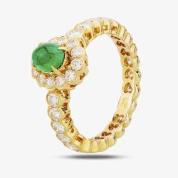 Second Hand 0.50ct Emerald & 1.40ct Diamond Cluster Heart Ring 4337022