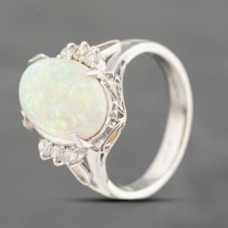 Second Hand Platinum 2.81ct Opal & 0.20ct Diamond Oval Dress Ring 43381023
