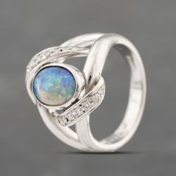 Second Hand Platinum 1.60ct Opal & 0.18ct Diamond Fancy Dress Ring 43381026
