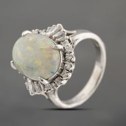 Second Hand Platinum 4.91ct Opal & 0.44ct Diamond Oval Cluster Ring 43381035