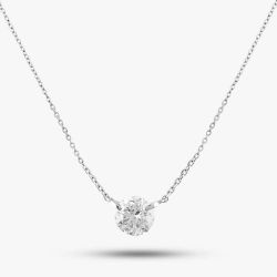 Second Hand 14ct White Gold 0.72ct Brilliant Cut Diamond Pendant & 16-18 Inch Trace Chain 4314155117