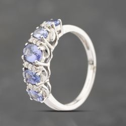 Second Hand 9ct White Gold Tanzanite & Diamond Dress Ring 43411034