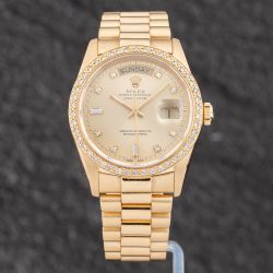 Second Hand Rolex Mens Day-Date 18ct Gold Bracelet Watch 18038