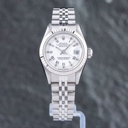 Second Hand Rolex Ladies Datejust White Bracelet Watch 69174