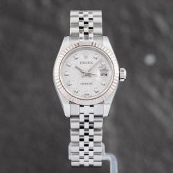 Second Hand Rolex Ladies Datejust Jubilee Silver Bracelet Watch 179174