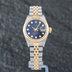 Second Hand Rolex Ladies Datejust Blue Dial Bracelet Watch 69173