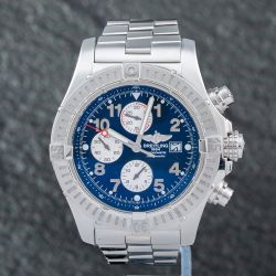 Second Hand Breitling Mens Super Avenger Blue Dial Bracelet Watch A13370