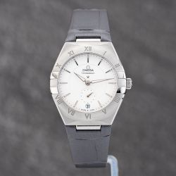 Second Hand OMEGA Ladies Constellation Grey Leather Strap Watch 131.13.34.20.02.001