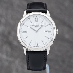 Second Hand Baume & Mercier Mens Classima Black Leather Strap Watch 10526