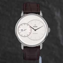 Second Hand Rado Diamaster Grande Seconde Plasma Ceramic Brown Leather Strap Watch R14129106