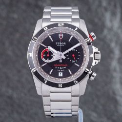 Second Hand Tudor Mens Grantour Fly-Back Black Bracelet Watch 20550N