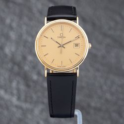 Second Hand OMEGA Mens Limited Edition 18ct Gold Leather Strap Watch