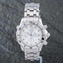 Second Hand OMEGA Mens Seamaster Chronograph White Dial Bracelet Watch 2598.20.00