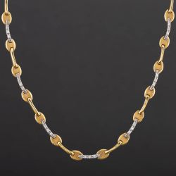 Second Hand 18ct Two Colour Gold Diamond 16 Inch Fancy Necklace 4504035